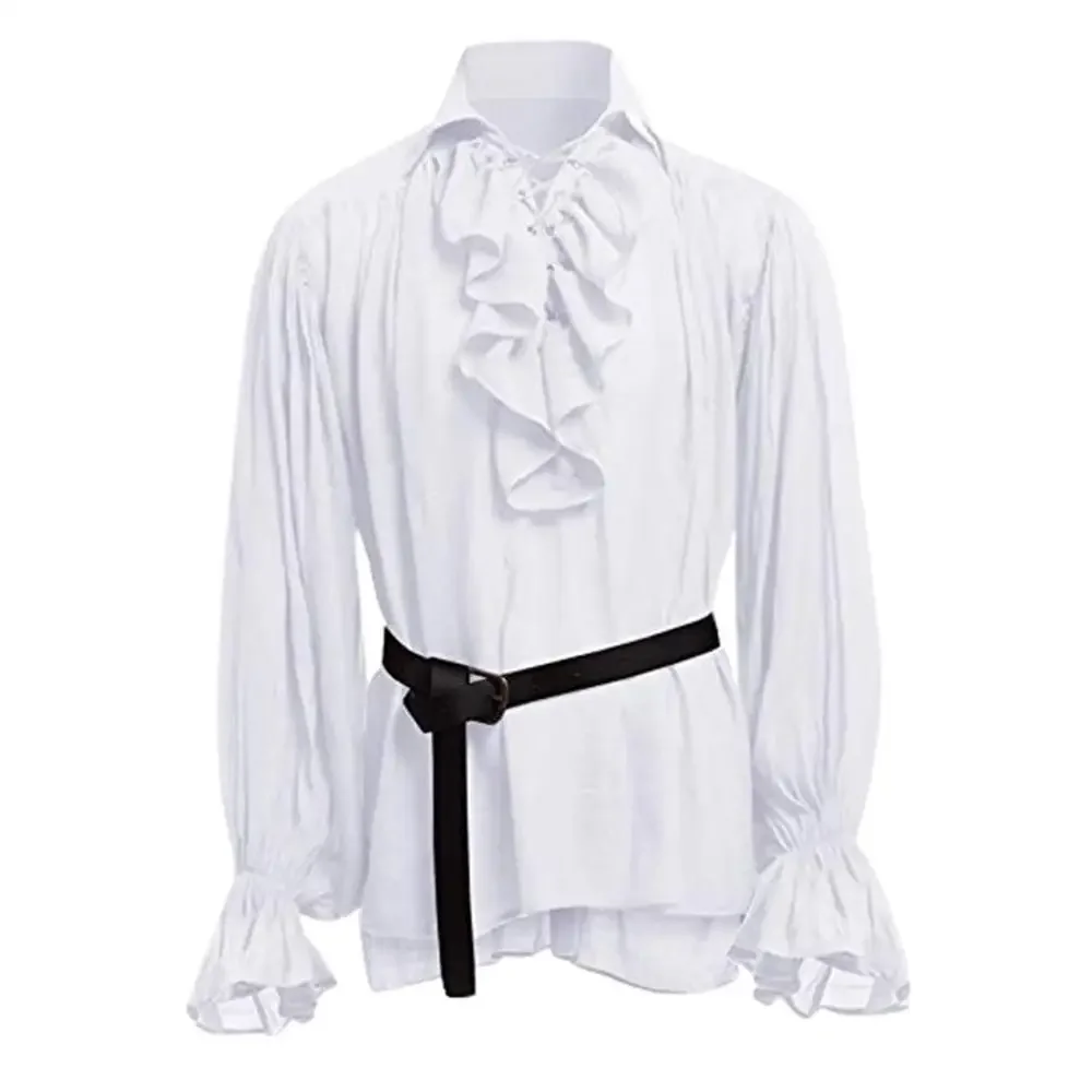 Medieval Shirts Ruffled Gothic - Medieval Gothic Lace Up Pirate Shirt ulasan dan harga