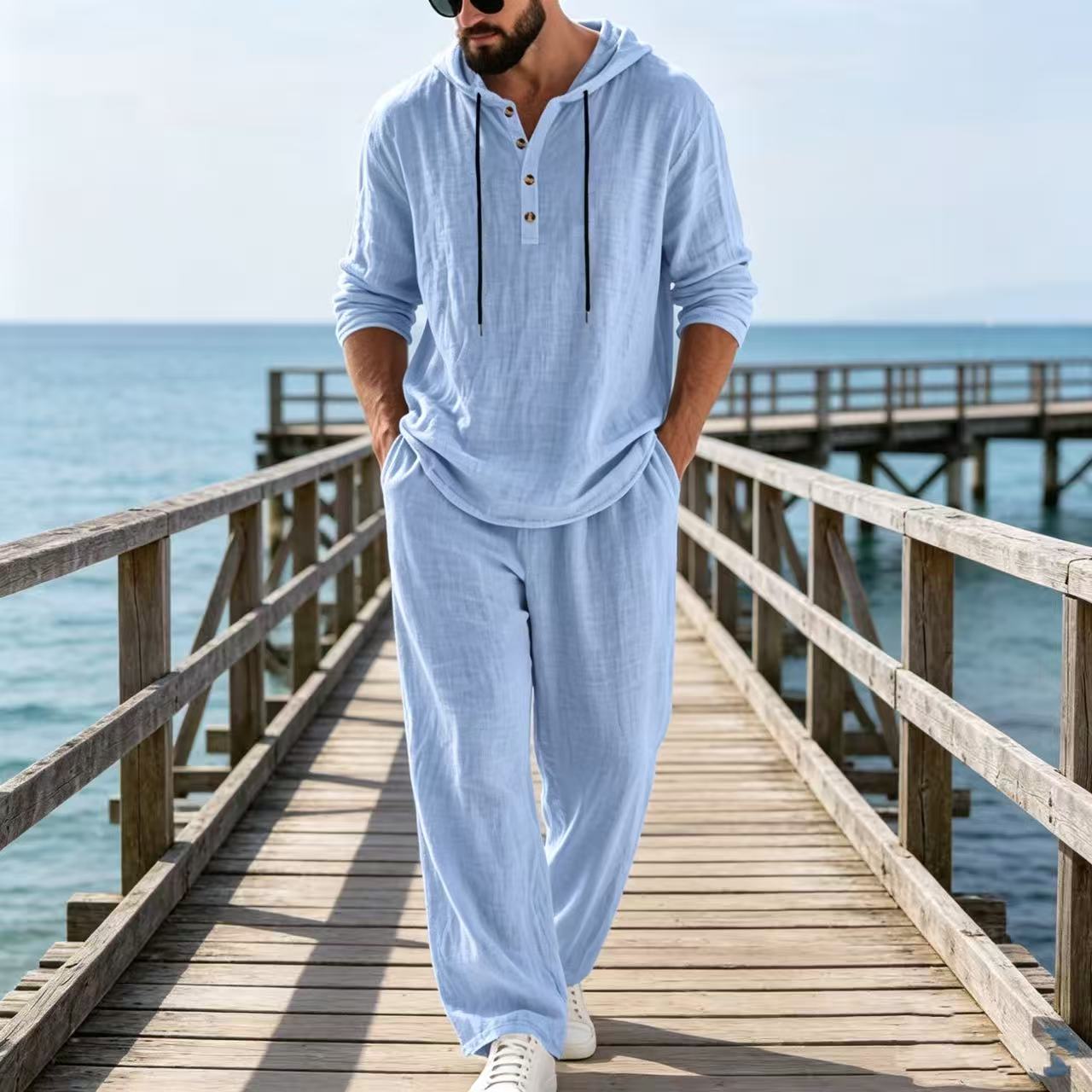 2026 Cross-border Spring and A - Mens Linen Shirt Long Sleeve ulasan dan harga