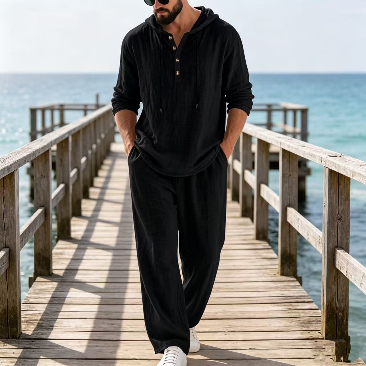 2026 Cross-border Spring and A - Mens Linen Shirt Long Sleeve ulasan dan harga