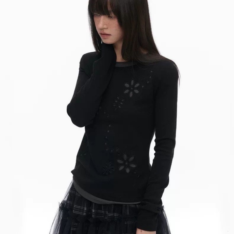 Y2K Women Double Layer Embroid - T-Shirts ulasan dan harga