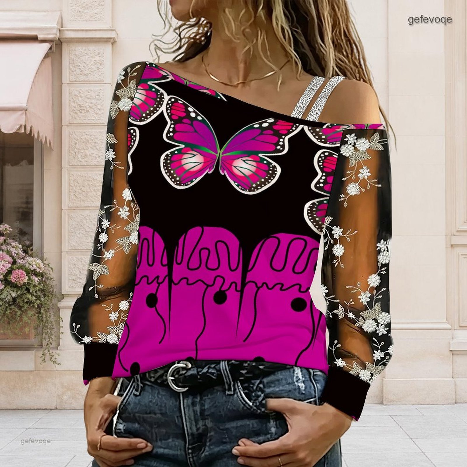 Women Off Shoulder Blouse Asym - T-Shirts ulasan dan harga