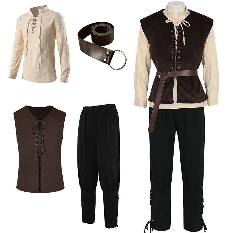 Medieval Shirts Gothic Steampu - Medieval Gothic Lace Up Pirate Shirt ulasan dan harga