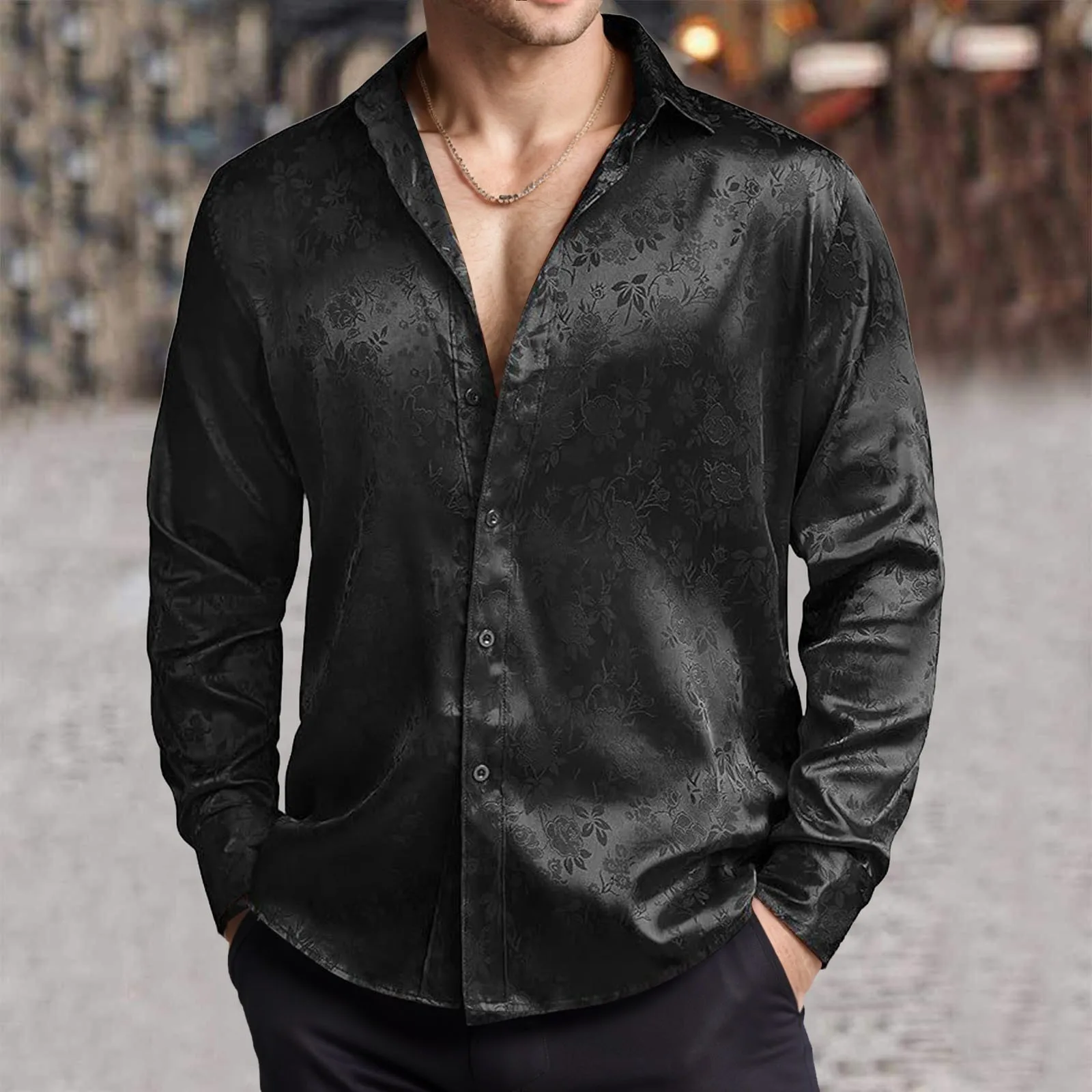 Mens Imitation Silk Satin Dres - Mens Satin Silk Dress Shirt ulasan dan harga