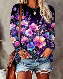 Women's Floral Print Top Navy  - T-Shirts ulasan dan harga