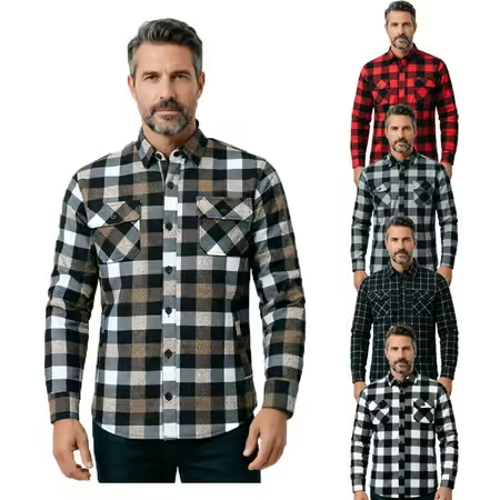 2026 Autumn and Winter Long Sl - Flannel Plaid Shirt Heavy Weight ulasan dan harga