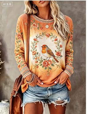 Women Long Sleeve T‑Shirt Vint - T-Shirts ulasan dan harga