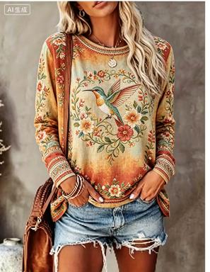 Women Long Sleeve T‑Shirt Vint - T-Shirts ulasan dan harga
