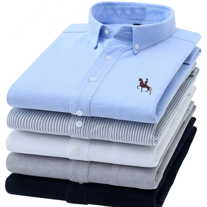 S-6XL Oxford Shirts for Men Lo - Oxford Cotton Casual Shirt Business ulasan dan harga
