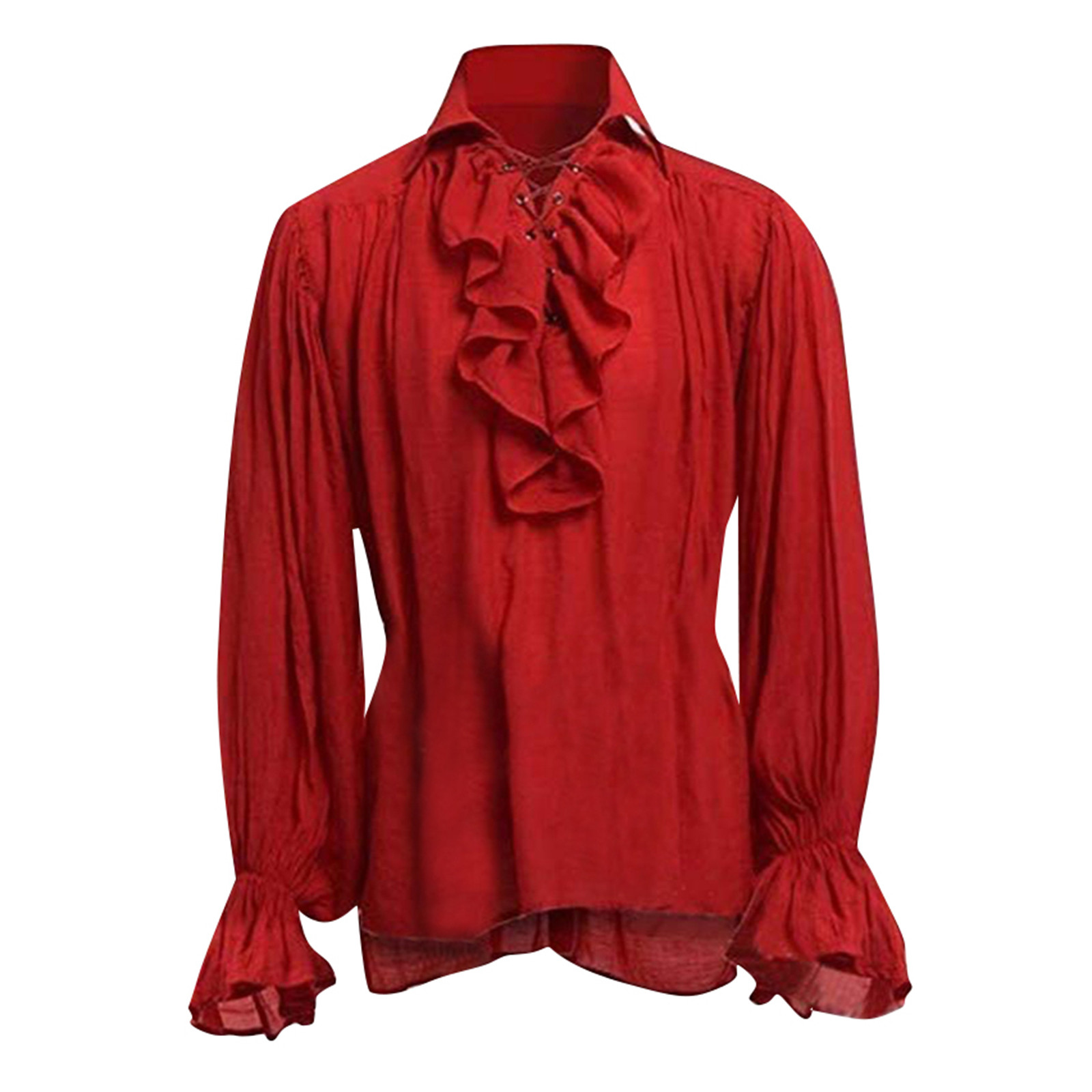 Mens Halloween Lace Up Pirate  - Medieval Gothic Lace Up Pirate Shirt ulasan dan harga
