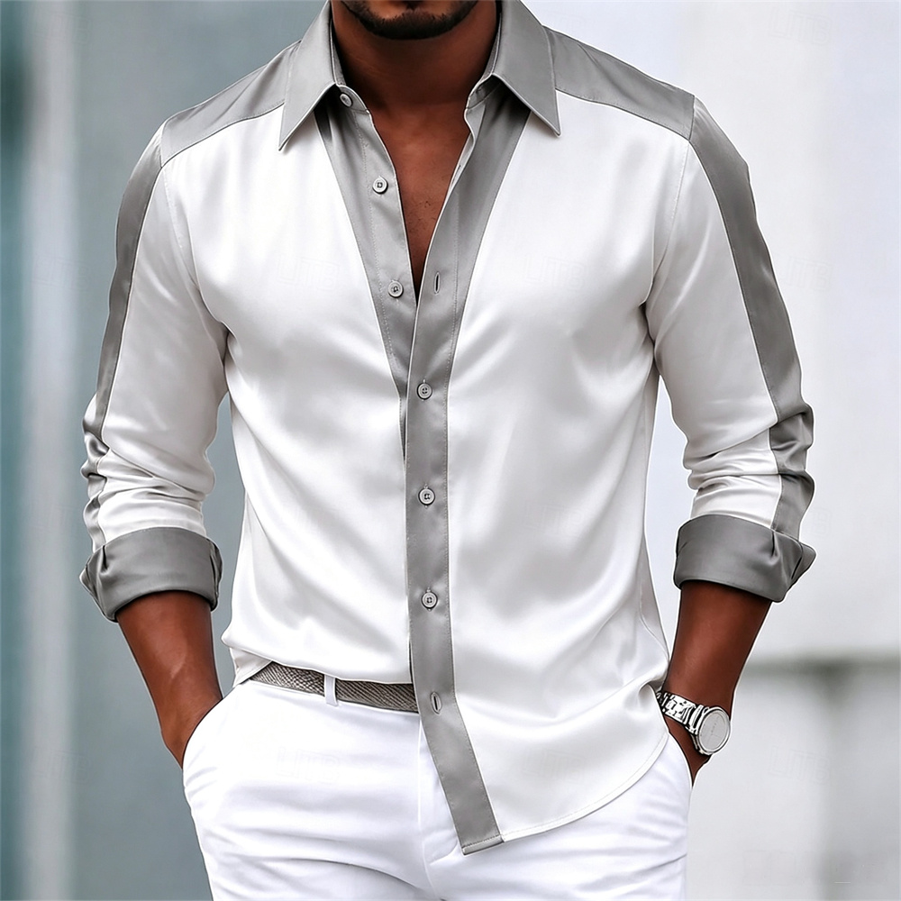 Men's shirt satin shirt dress  - Mens Satin Silk Dress Shirt ulasan dan harga