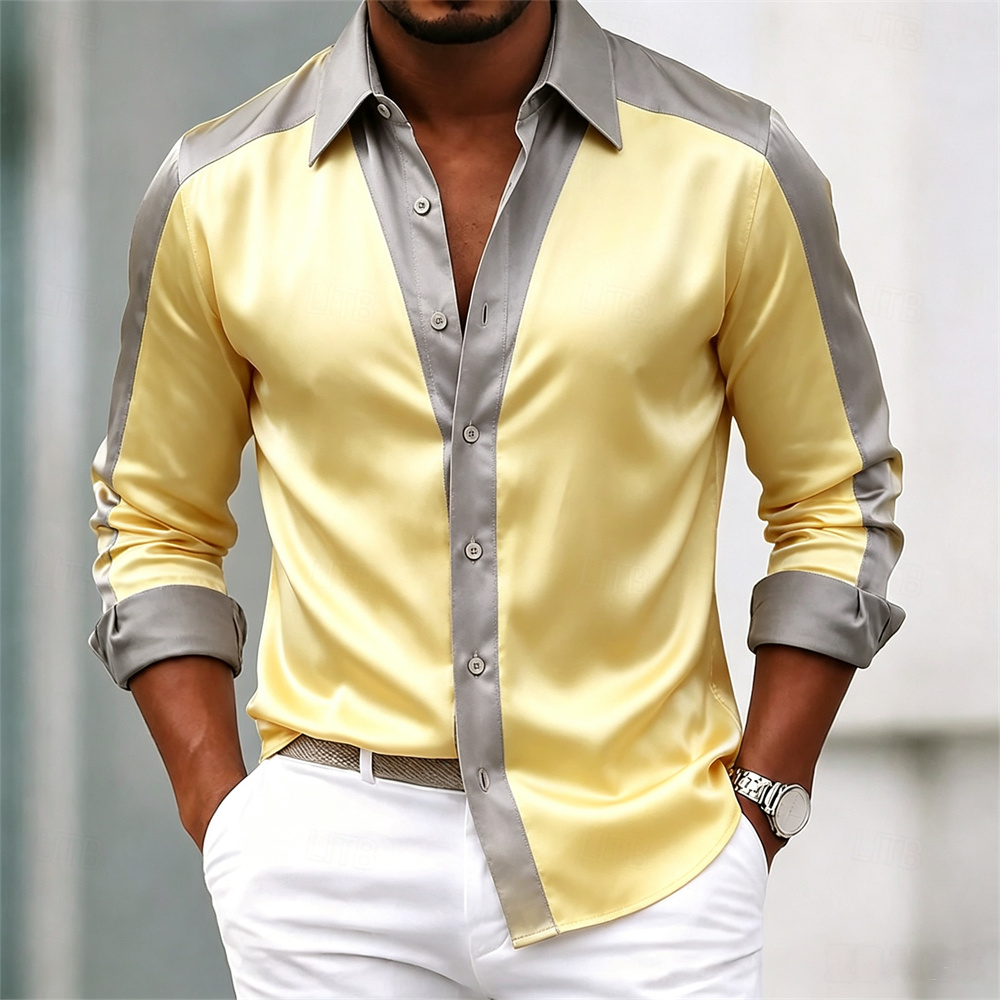 Men's shirt satin shirt dress  - Mens Satin Silk Dress Shirt ulasan dan harga